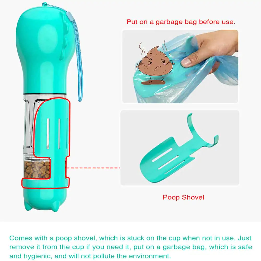 HydroPup™ Portable Multifinction Dog Water Bottle Pet Water Bowl Dispenser, with Food Container, Garbage Bag for Dogs Cats Walking